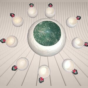 Vintage ChristmasThemed Ceramic Punch Bowl & 9 Cup Set